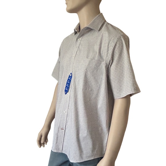 Tommy Hilfiger Shirt Button Up Short Sleeve Cotton Blend Window Pane Versatile - Picture 7 of 14